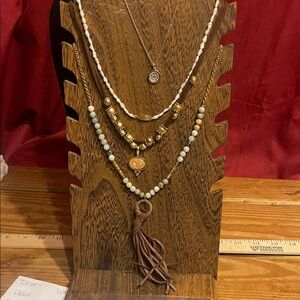 Bohemian Necklaces with Gold and Brown Accents lot of 4 necklaces
